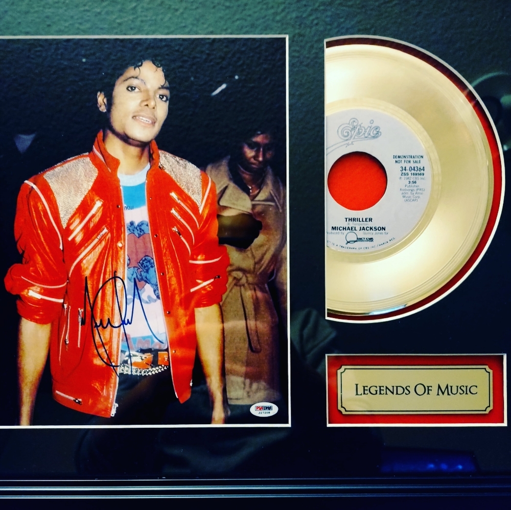 Rare Michael Jackson signed Thriller gold record